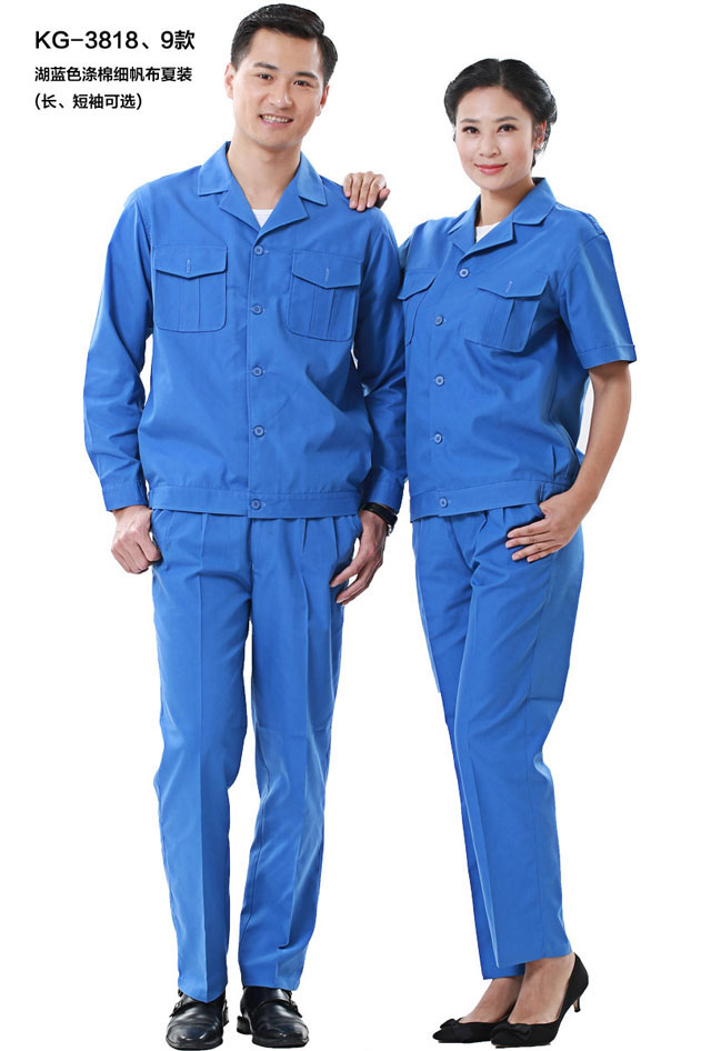 KG-3818款細帆布短袖工作服款式圖片大全 KG-3818款細帆布短袖工作服定制款式